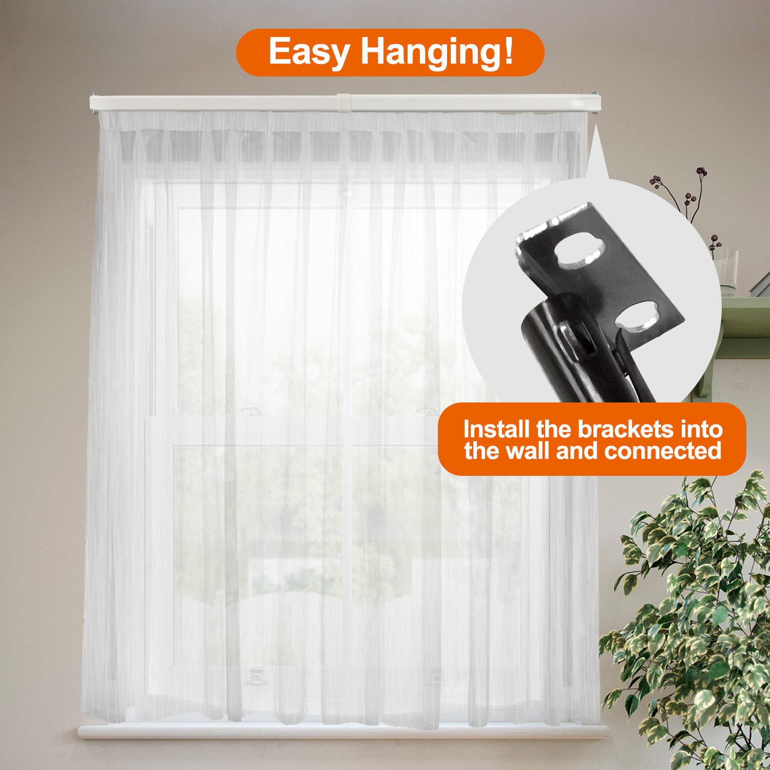 Double Pole Metal Curtain Rod for Bedroom Foldable High Quality Plain Rings Accessories Metal