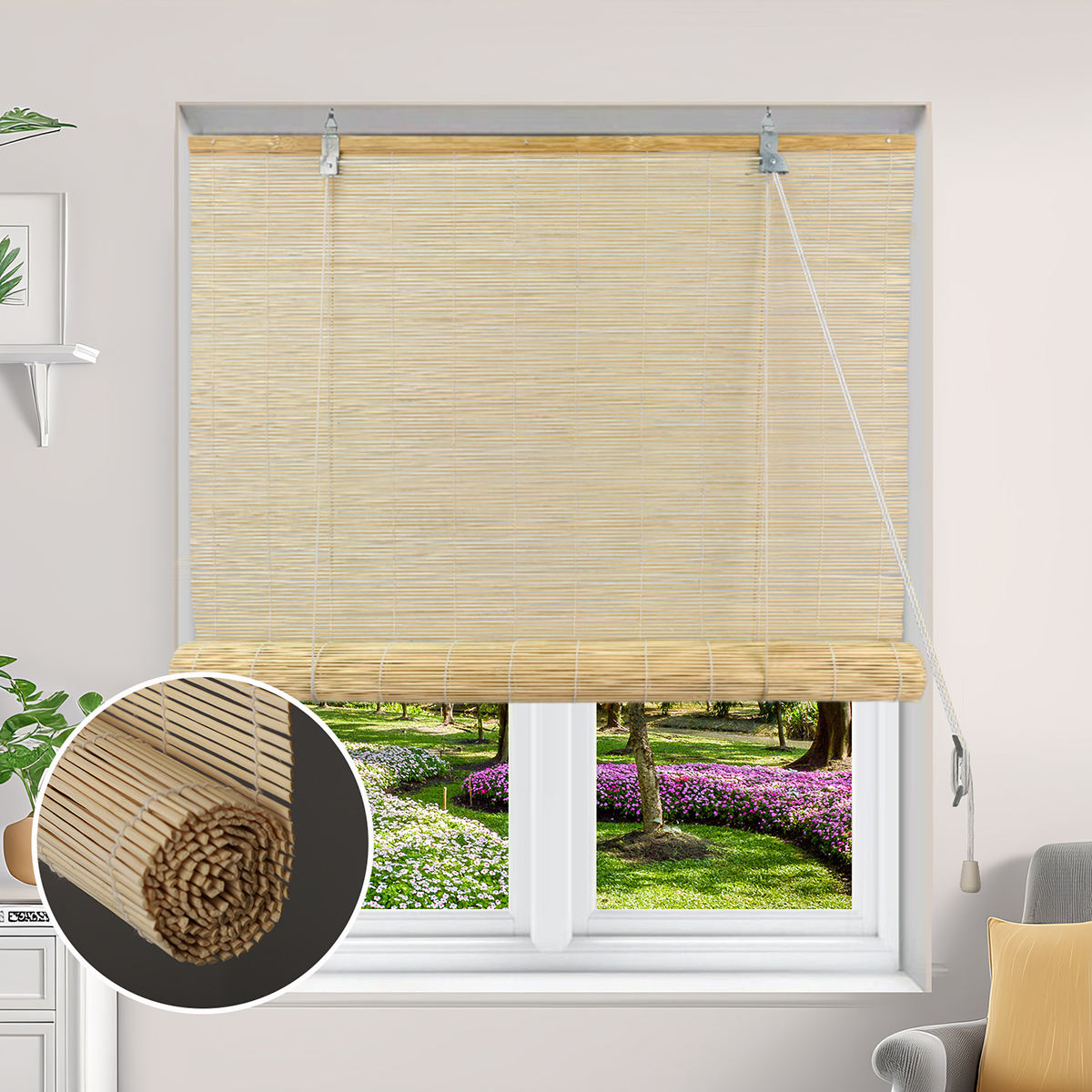 Classic Style Bamboo Curtain Blinds Roller Shades Window Curtains Home Office Bedroom Bamboo Roller Blinds Curtainsfor Window