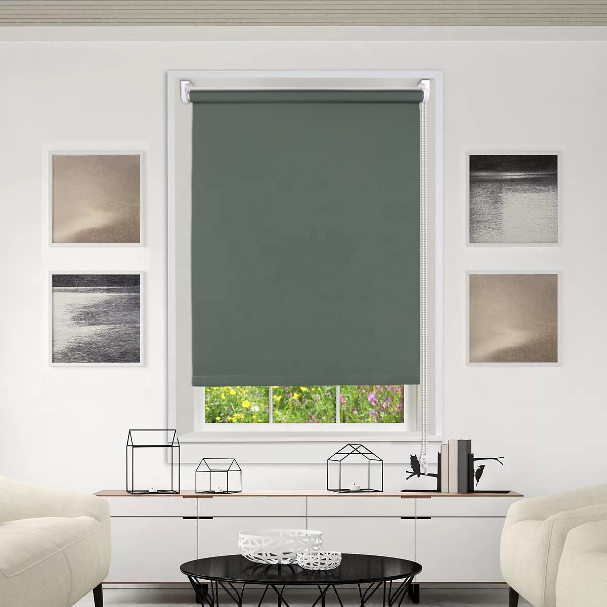 Wholesale Classic Style Blackout Window Roller Blinds Built-In Polyester Fabric Shades and Shutter for Hotels Technique Plain