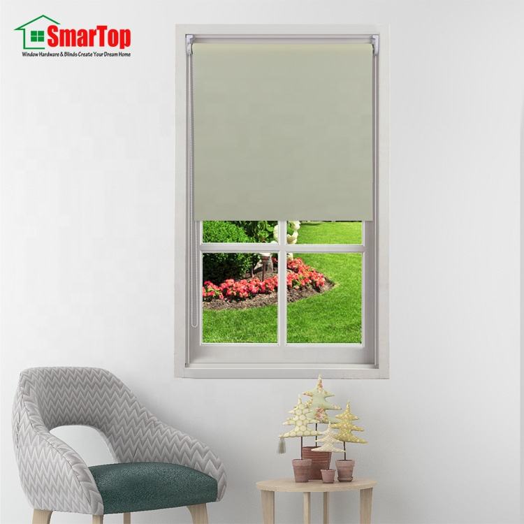 High Quality Polyester Translucent Semi-Blackout Manual Roller Blinds for Windows Green Blue White Window Shades Free Sample