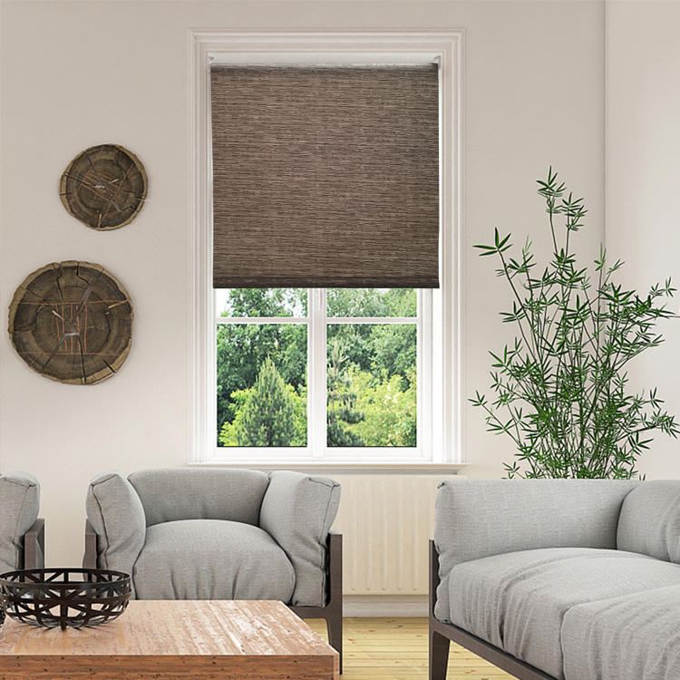 Wholesale Translucent Brown Vertical Roller Blinds Manual Waterproof Polyester Roll-up Window Curtain Shade