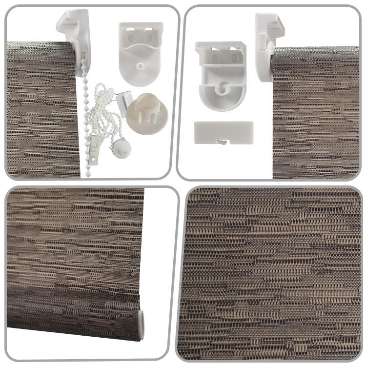 Wholesale Translucent Brown Vertical Roller Blinds Manual Waterproof Polyester Roll-up Window Curtain Shade