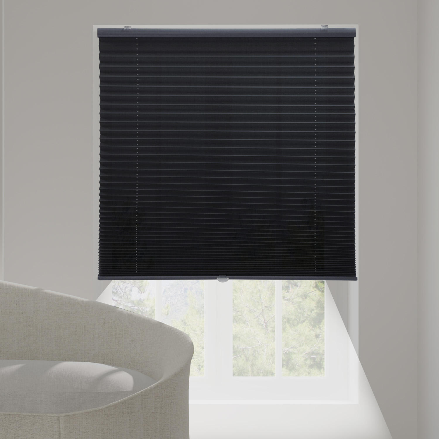 Modern Style Cordless Pleated Polyester Blinds Safe for Children Pets Built-In Installation Horizontal Pattern Skylight Office
