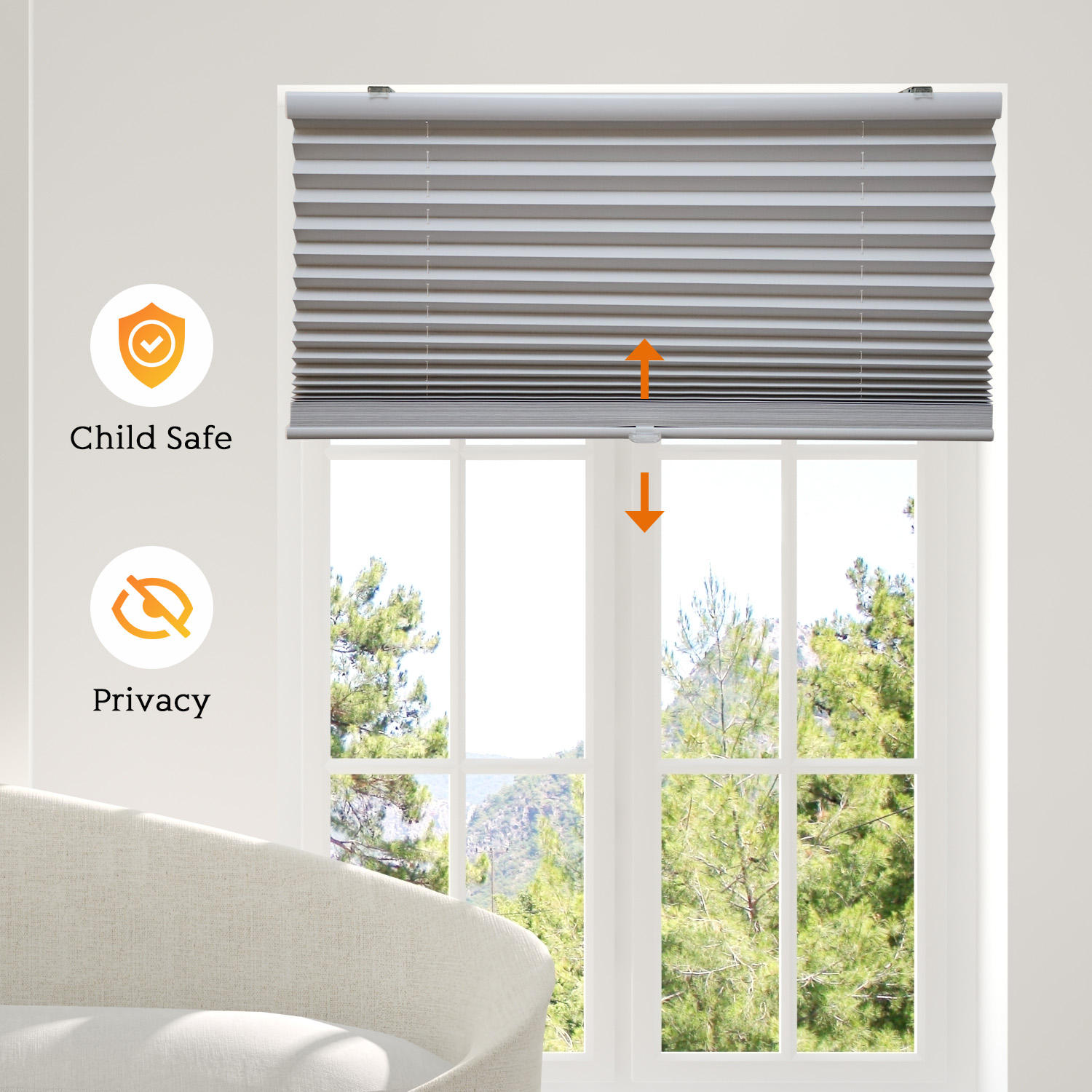 Wholesale Modern Safe Cordless Roller Pleated Blinds with Anti UV & Eco-Friendly Features for Skylight Horizontal Blackout