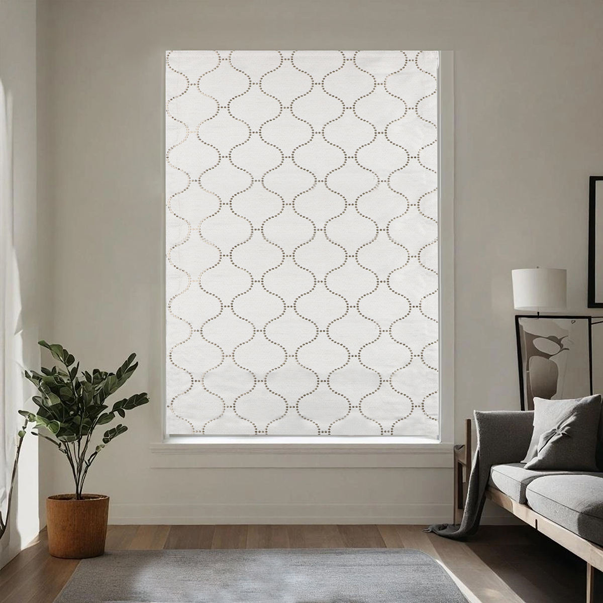 New Design High Quality Patterned Fabric 100%room Darkening Manual Smooth Lift Roman Blinds for Windows Bedroom