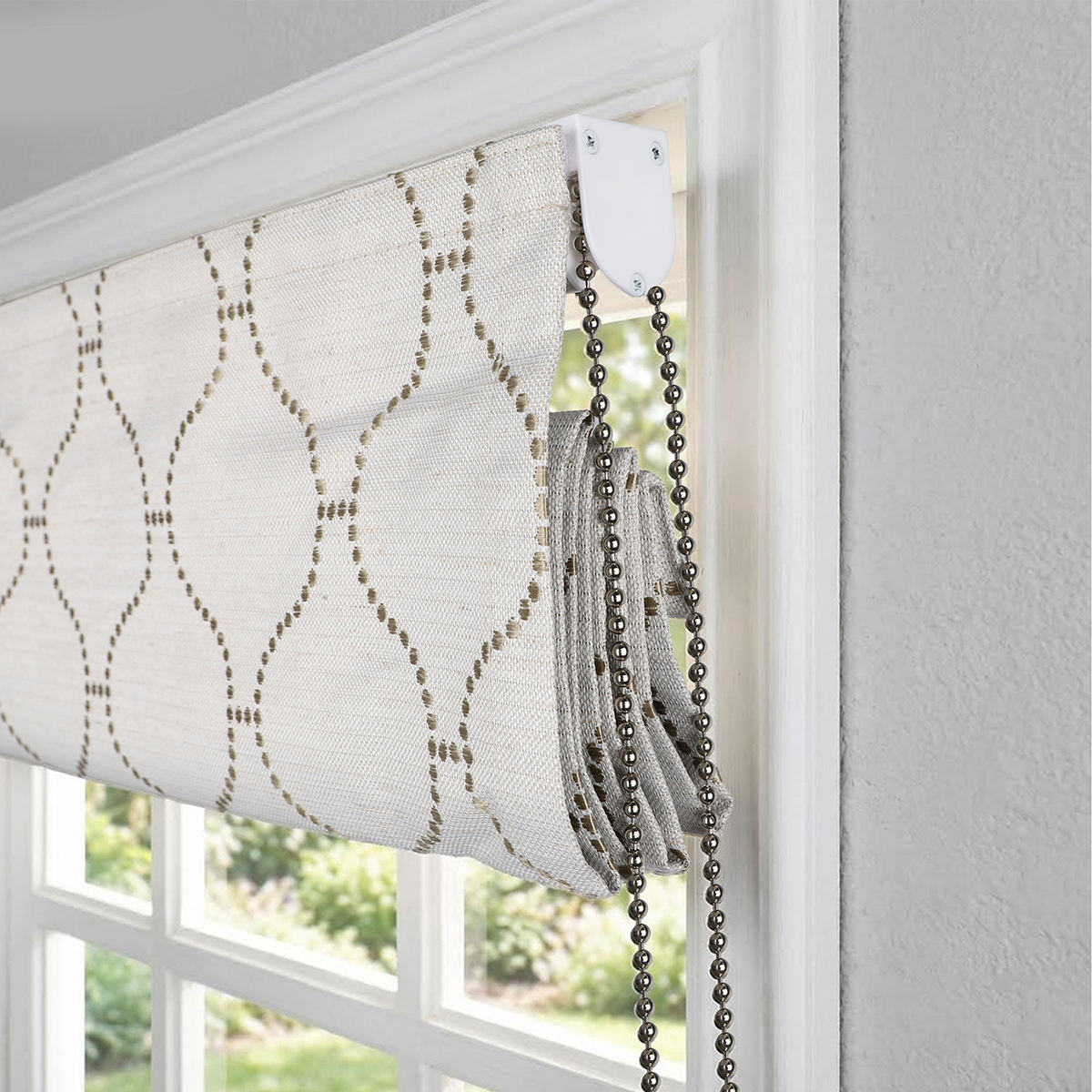 New Design High Quality Patterned Fabric 100%room Darkening Manual Smooth Lift Roman Blinds for Windows Bedroom