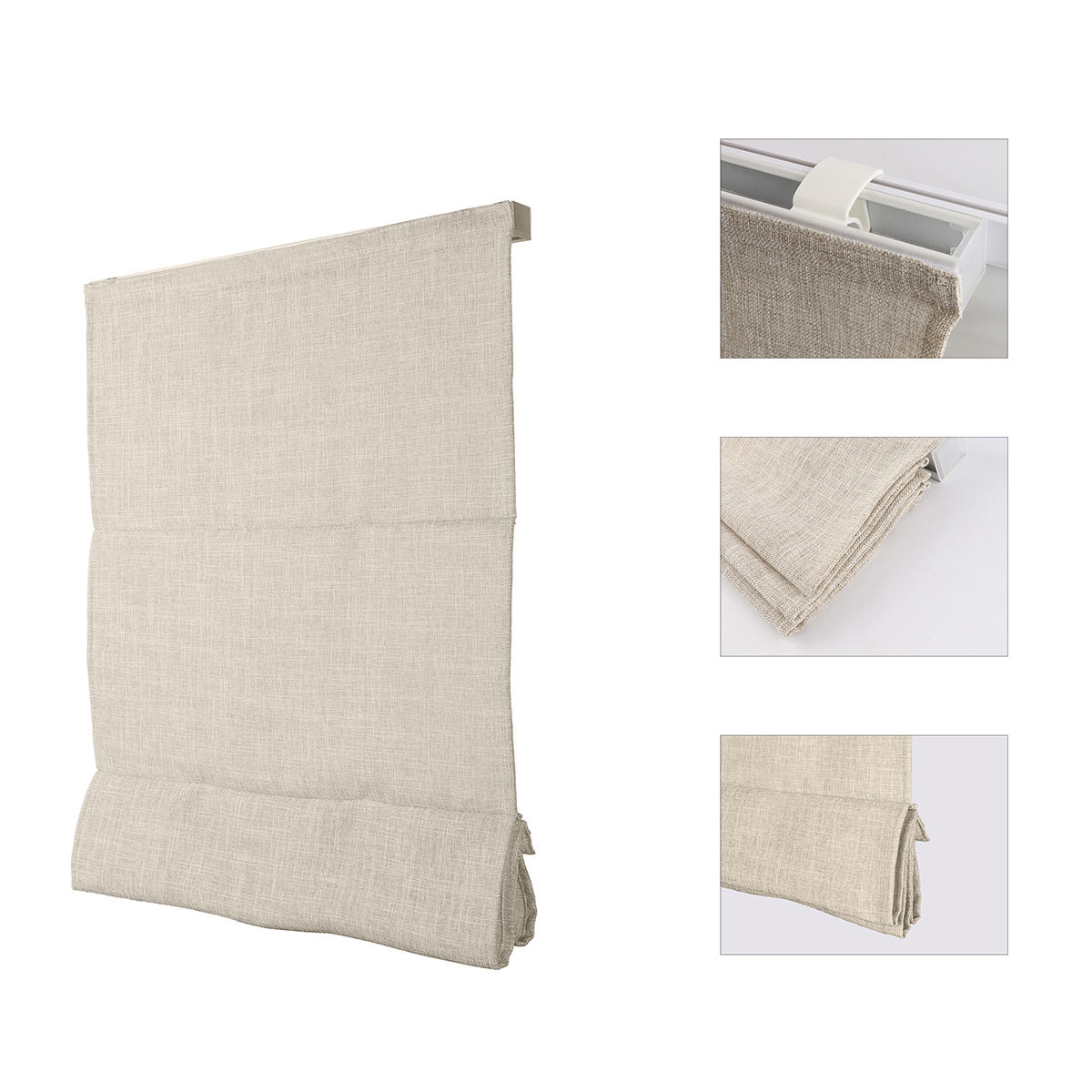 Customized Modern Style Manual Blackout Roman Blinds Curtains Light Filtering Fabric Roller Shades for Living Room Windows