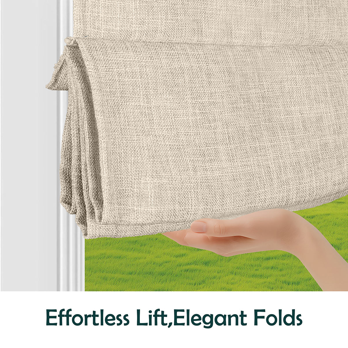 Customized Modern Style Manual Blackout Roman Blinds Curtains Light Filtering Fabric Roller Shades for Living Room Windows