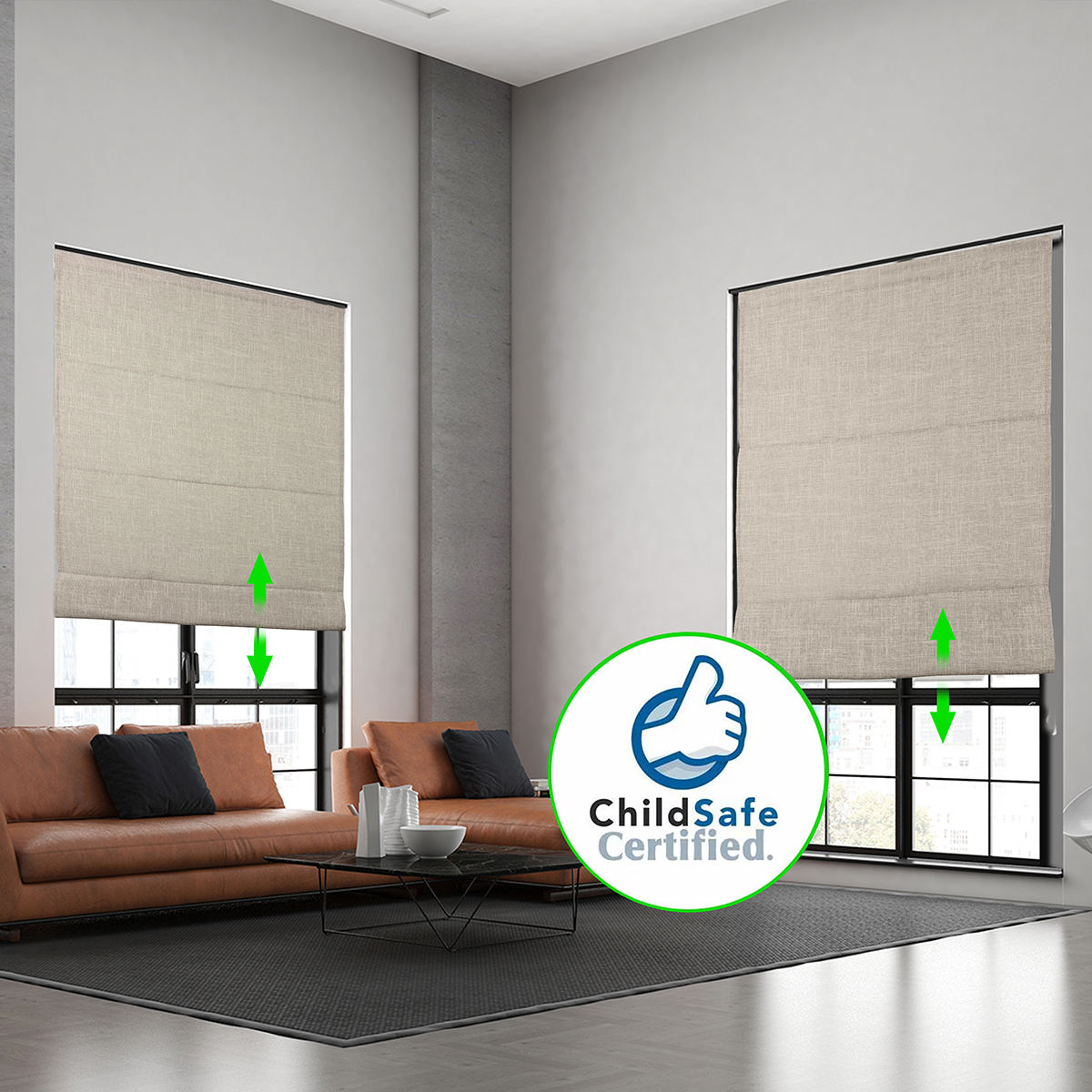 Customized Modern Style Manual Blackout Roman Blinds Curtains Light Filtering Fabric Roller Shades for Living Room Windows