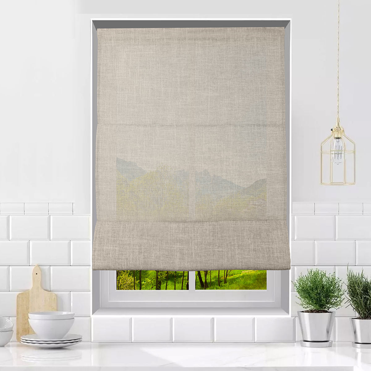 Customized Modern Style Manual Blackout Roman Blinds Curtains Light Filtering Fabric Roller Shades for Living Room Windows