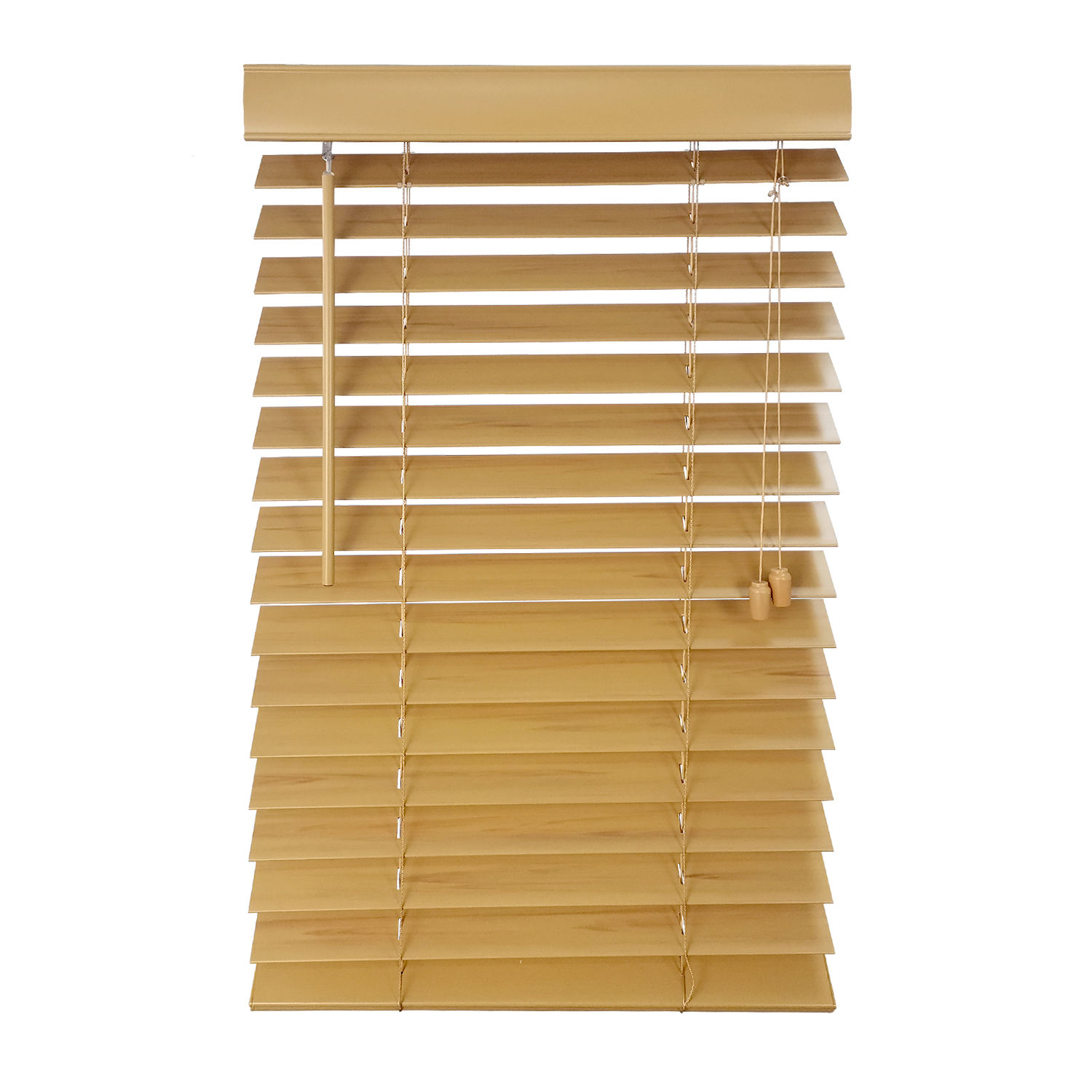 Factory 50mm Cordless Faux Pleated Blinds PVC Wood Venetian Window Coverings with Fabric Material
