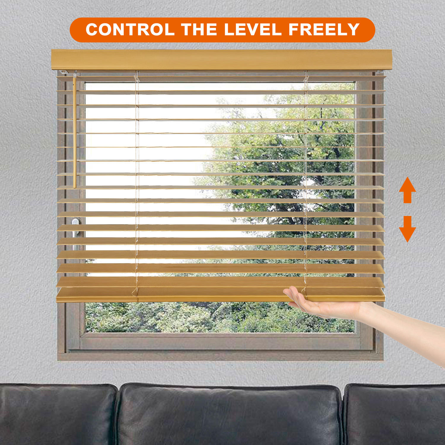 50mm Cordless Pleated Blinds PVC Venetian Blinds Window Cordless Venetian Blinds Faux Wood Blinds Wooden Window Venetian Blinds