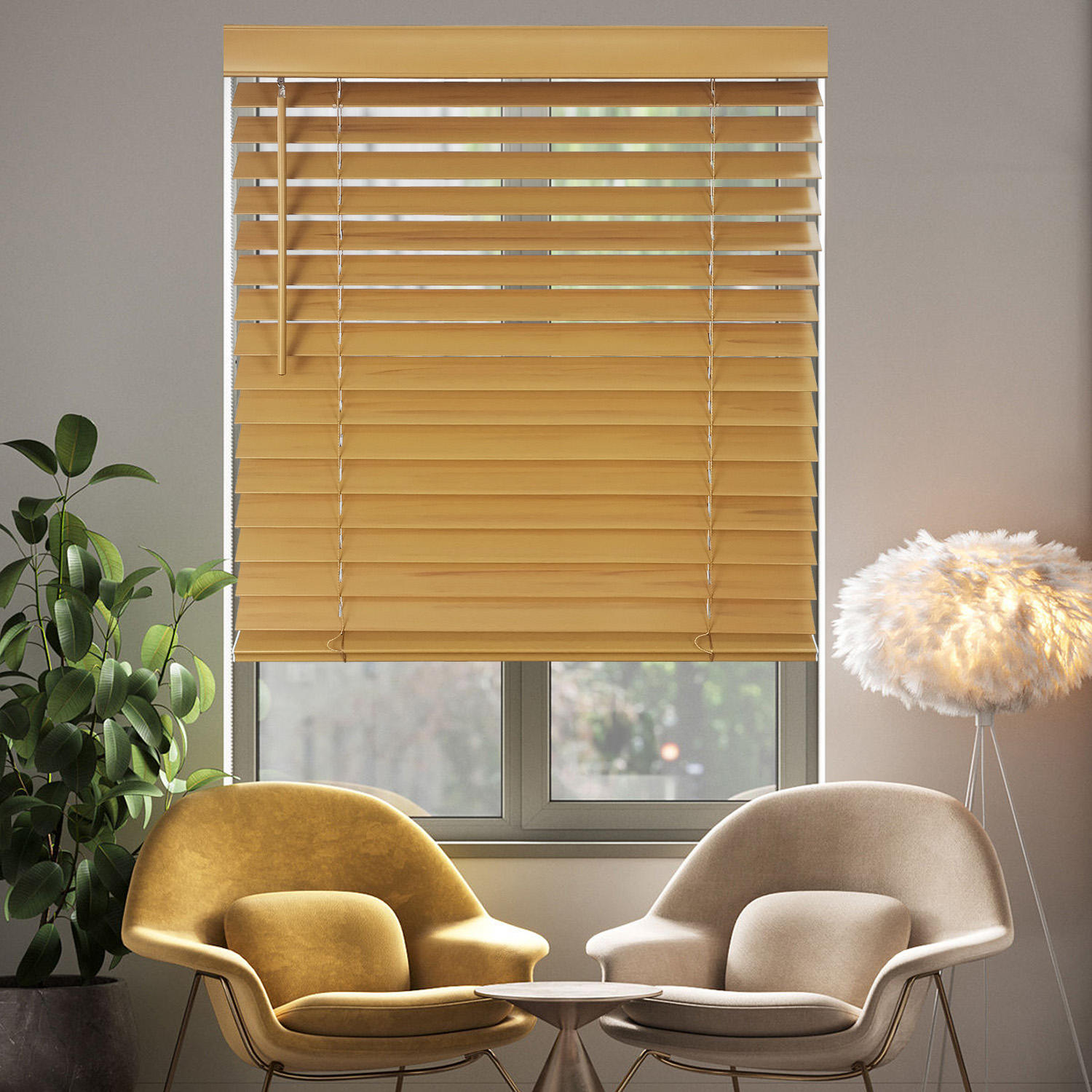 50mm Cordless Pleated Blinds PVC Venetian Blinds Window Cordless Venetian Blinds Faux Wood Blinds Wooden Window Venetian Blinds