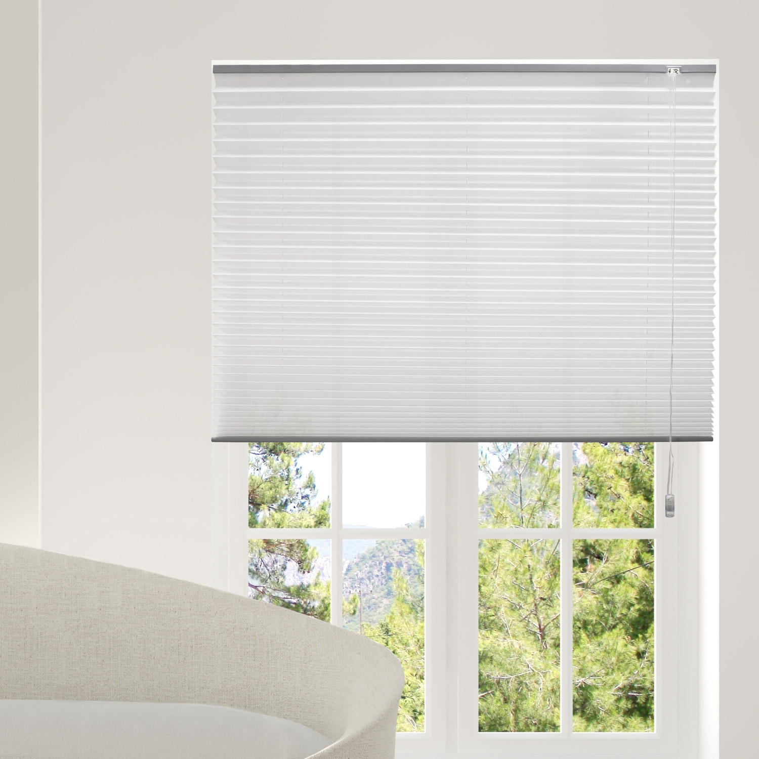 Custom White and Semi Blackout Translucent UV Resistant Pleated Blinds Window Shades Manual Control Plissee Shades for Skylight