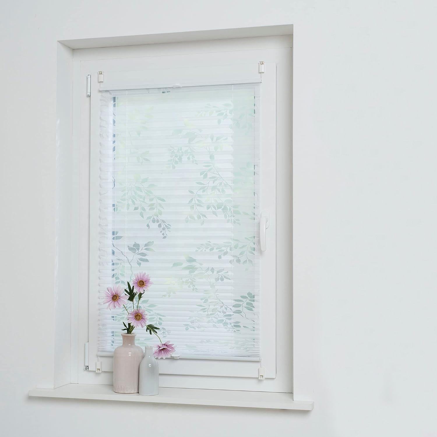 Smartop Easy Fix Decorative Window Blinds Modern Pleated Persiana Plisse Fabric Burn Out Pattern Wholesale