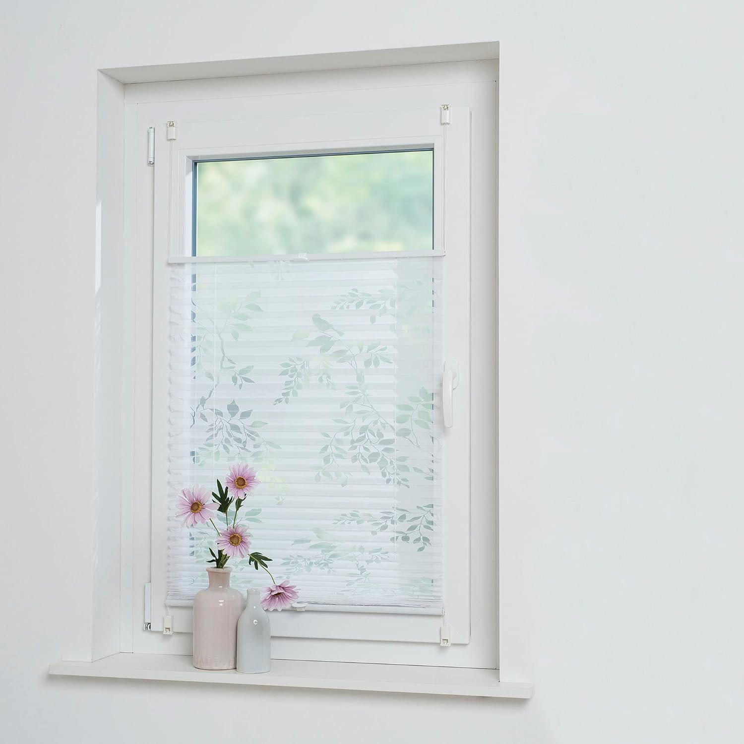 Smartop Easy Fix Decorative Window Blinds Modern Pleated Persiana Plisse Fabric Burn Out Pattern Wholesale