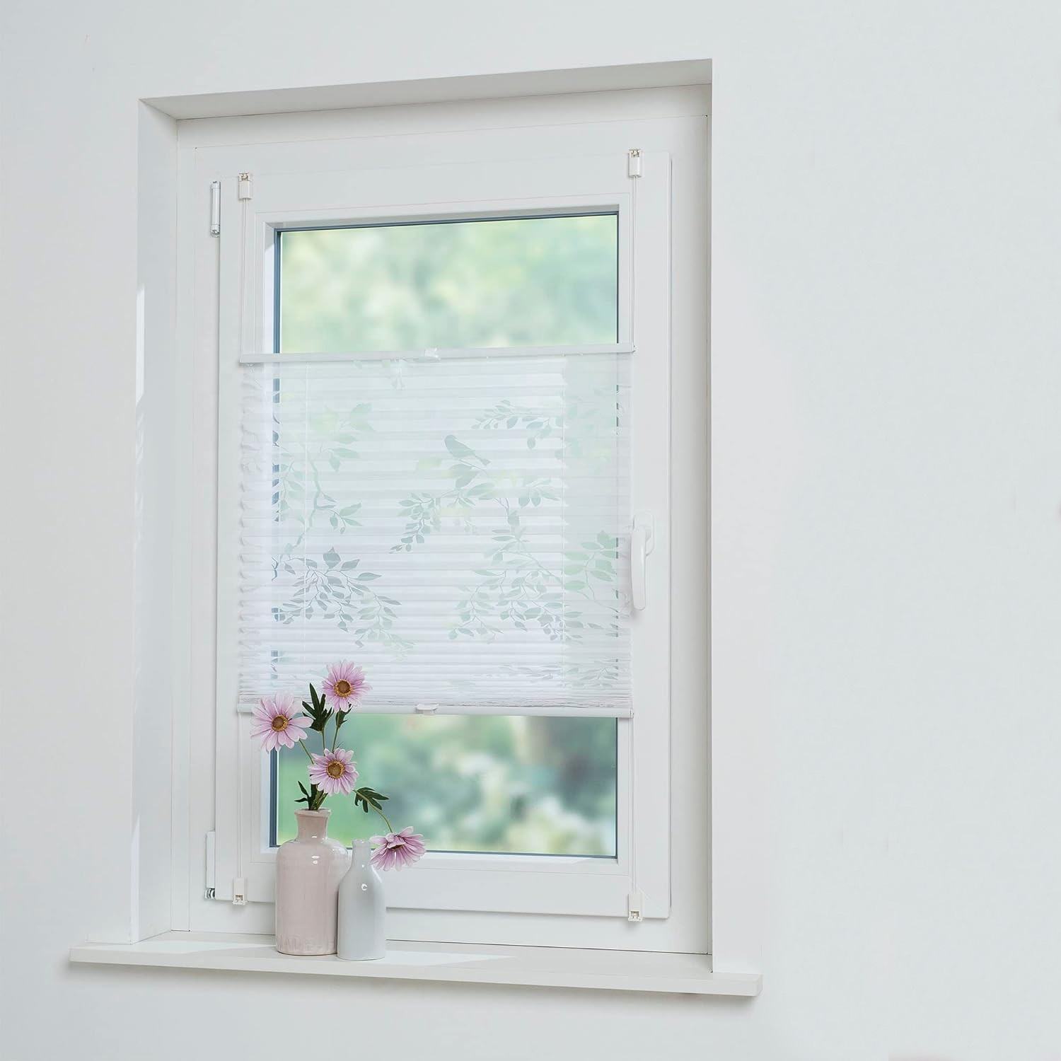 Smartop Easy Fix Decorative Window Blinds Modern Pleated Persiana Plisse Fabric Burn Out Pattern Wholesale