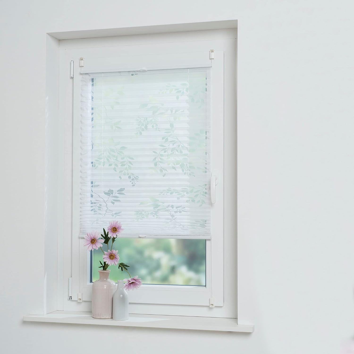 Smartop Easy Fix Decorative Window Blinds Modern Pleated Persiana Plisse Fabric Burn Out Pattern Wholesale