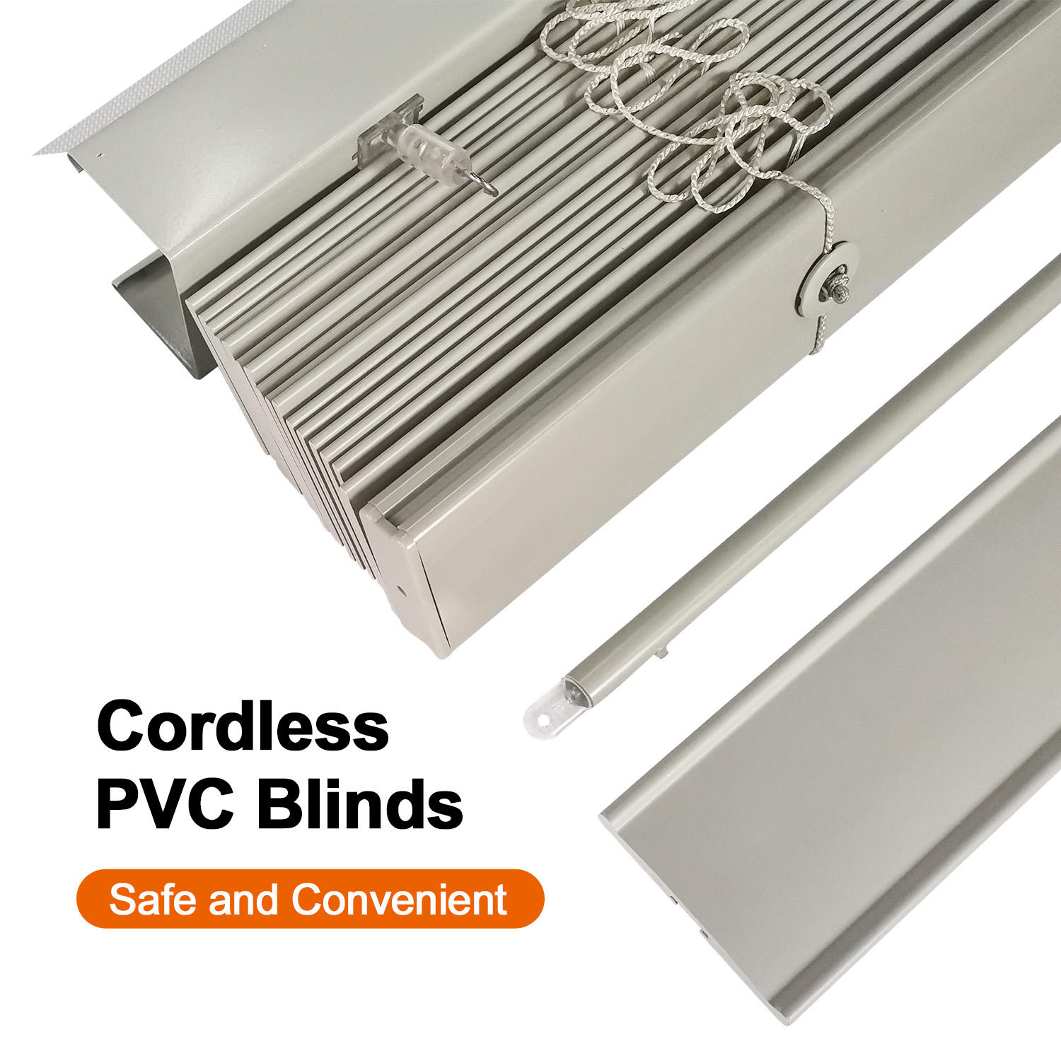 High Quality 50mm Cordless PVC Venetian Blinds Built-In Installation Wood and Wood Material Window Cordless Pleated Blinds