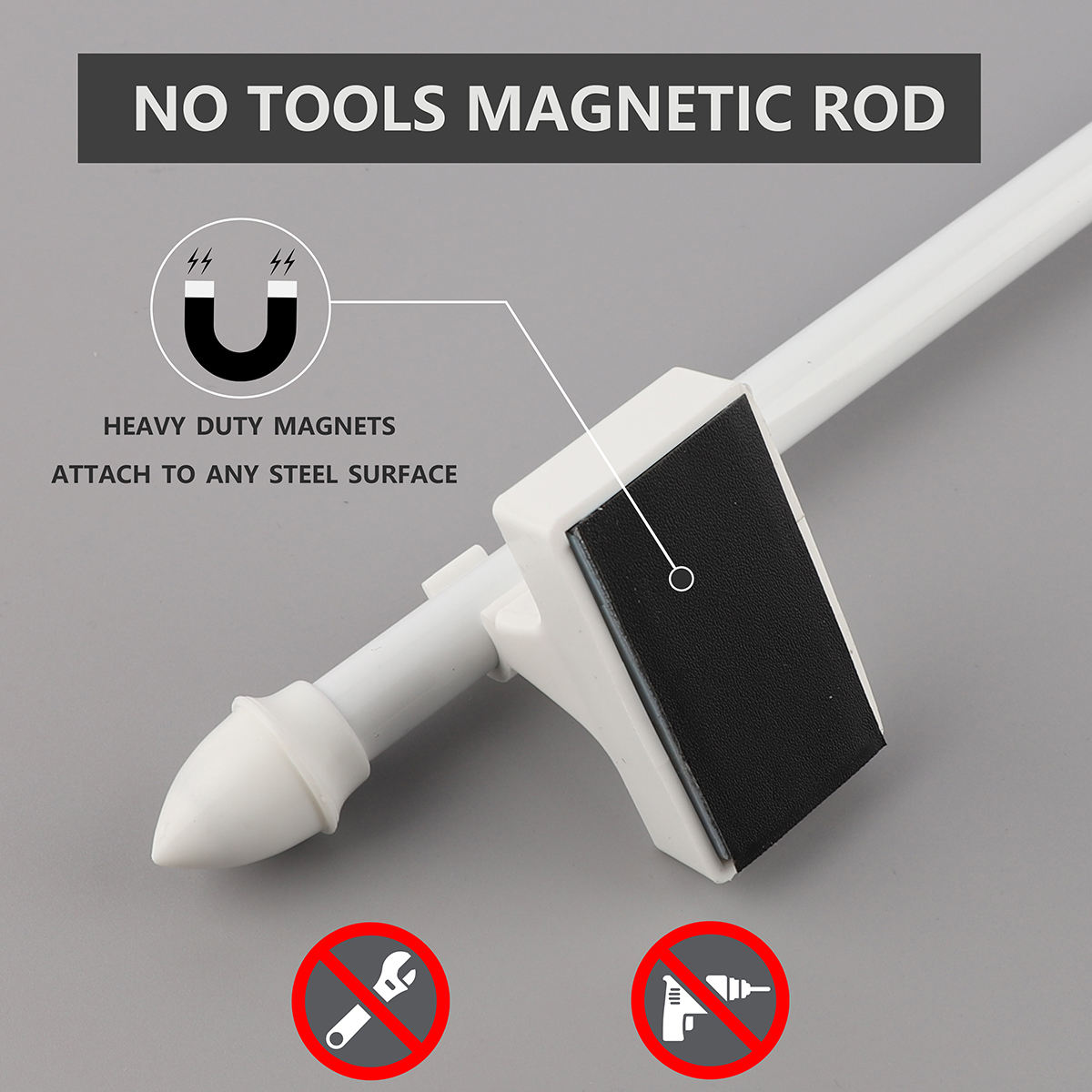 High Quality Magnetic Curtain Rods Metal Doors Adjustable Length Magnetic Curtain Rod Easy Installation Cafe Rod