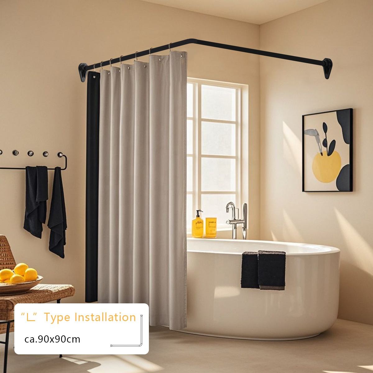 Best Selling Universal U Shape Aluminum Shower Curtain Rod Show Rail Metal Decorative Shower Rods