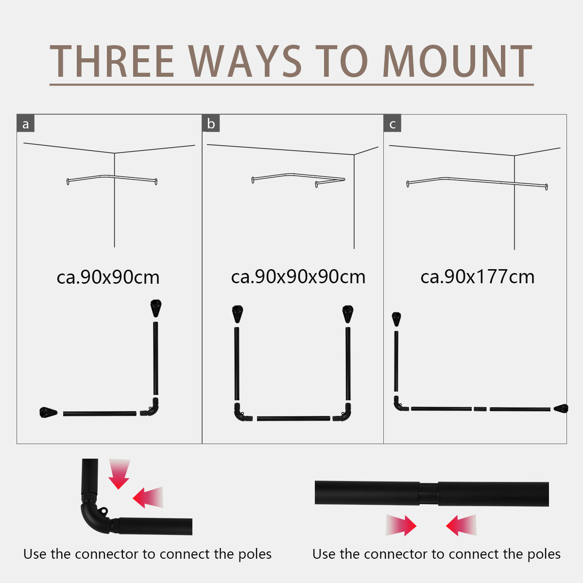 Best Selling Universal U Shape Aluminum Shower Curtain Rod Show Rail Metal Decorative Shower Rods