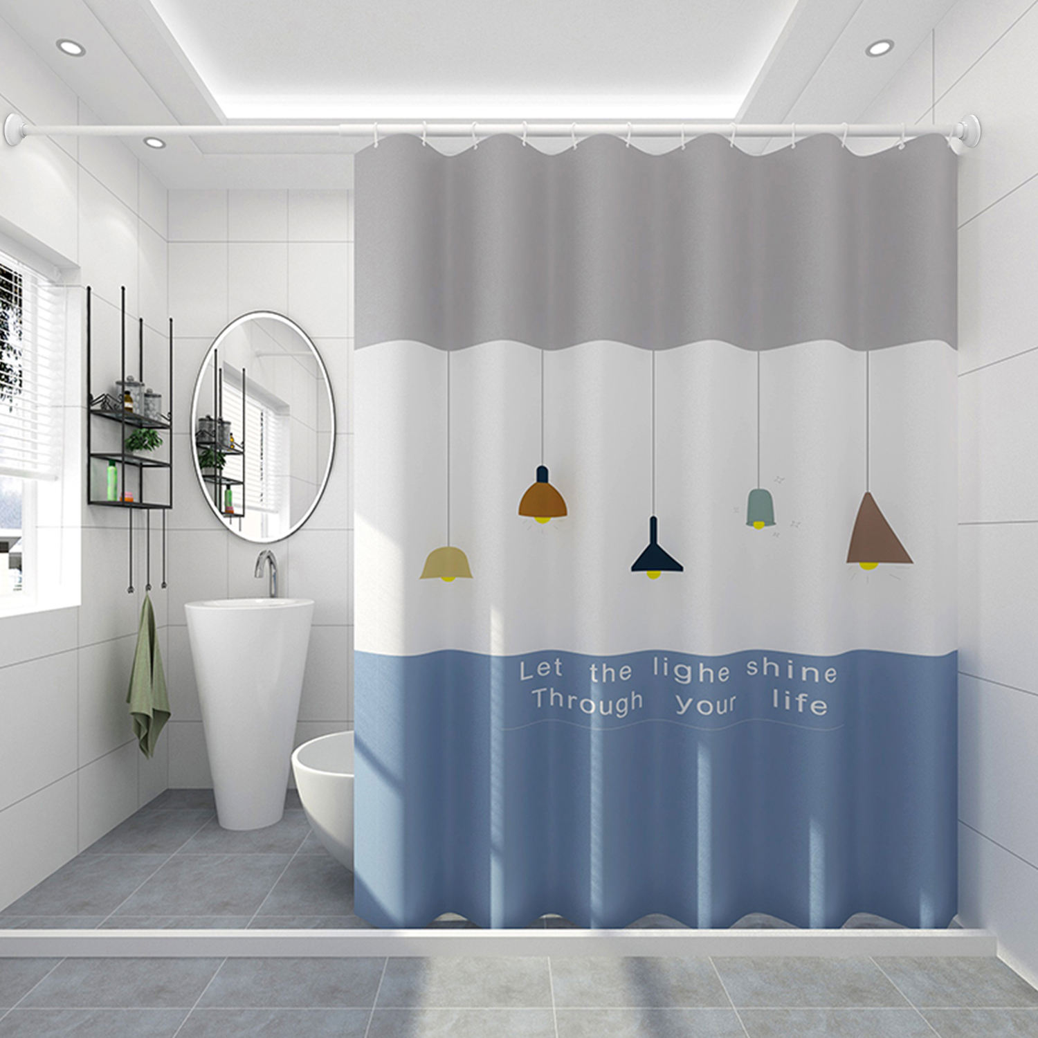 Hot Sale Luxury Spring Loaded Long Curtain Rods Easyfix Tension High Quality Shower Curtain Rod Adjustable for Bathroom