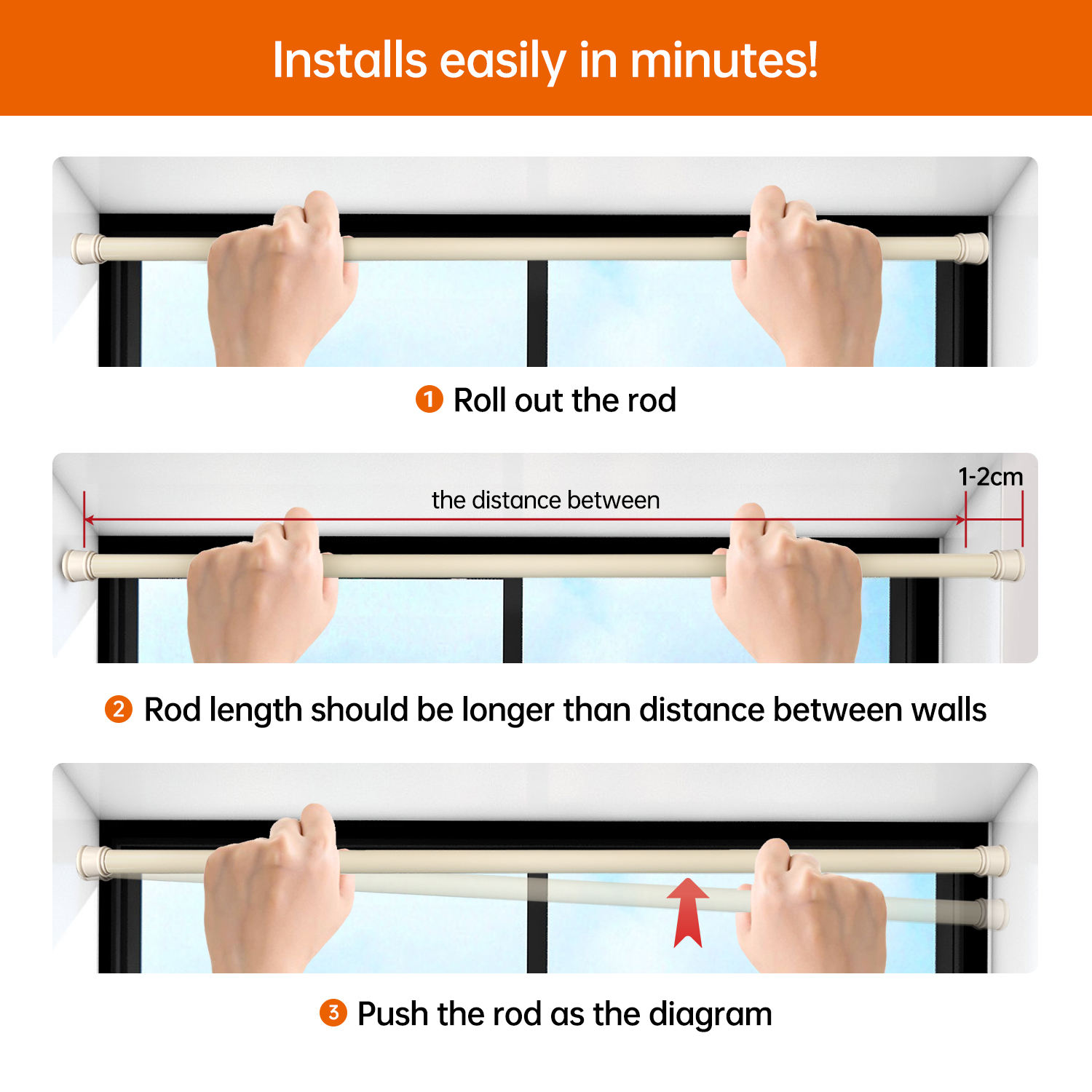 High Quality Metal OEM Eco-Friendly Shower Curtain Poles Shower Tension Rod Extendable Shower Rod