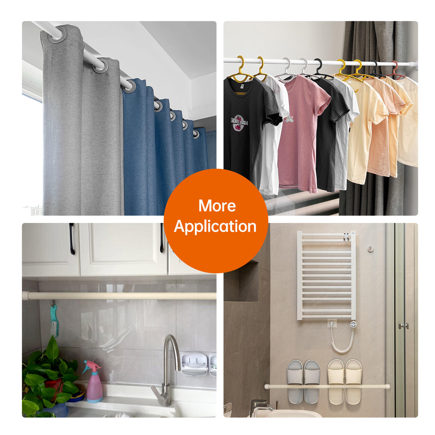 High Quality Metal OEM Eco-Friendly Shower Curtain Poles Shower Tension Rod Extendable Shower Rod