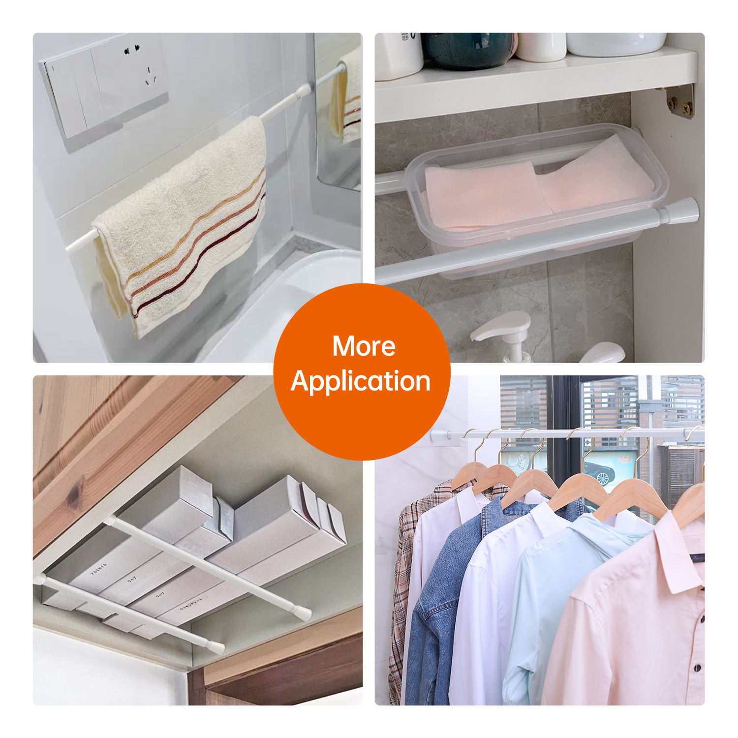 Adjustable Telescopic Tension Shower Curtain Rod Traditional Design Extendable Rustproof Iron Spring Bathroom Pole