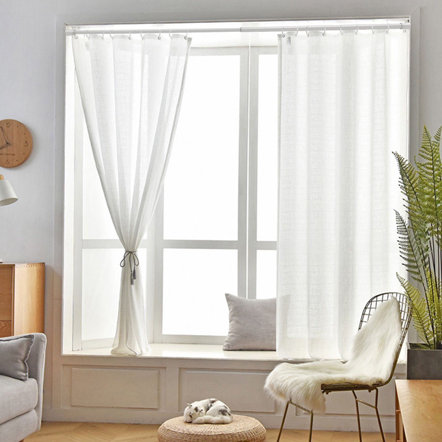 Adjustable Telescopic Tension Shower Curtain Rod Traditional Design Extendable Rustproof Iron Spring Bathroom Pole