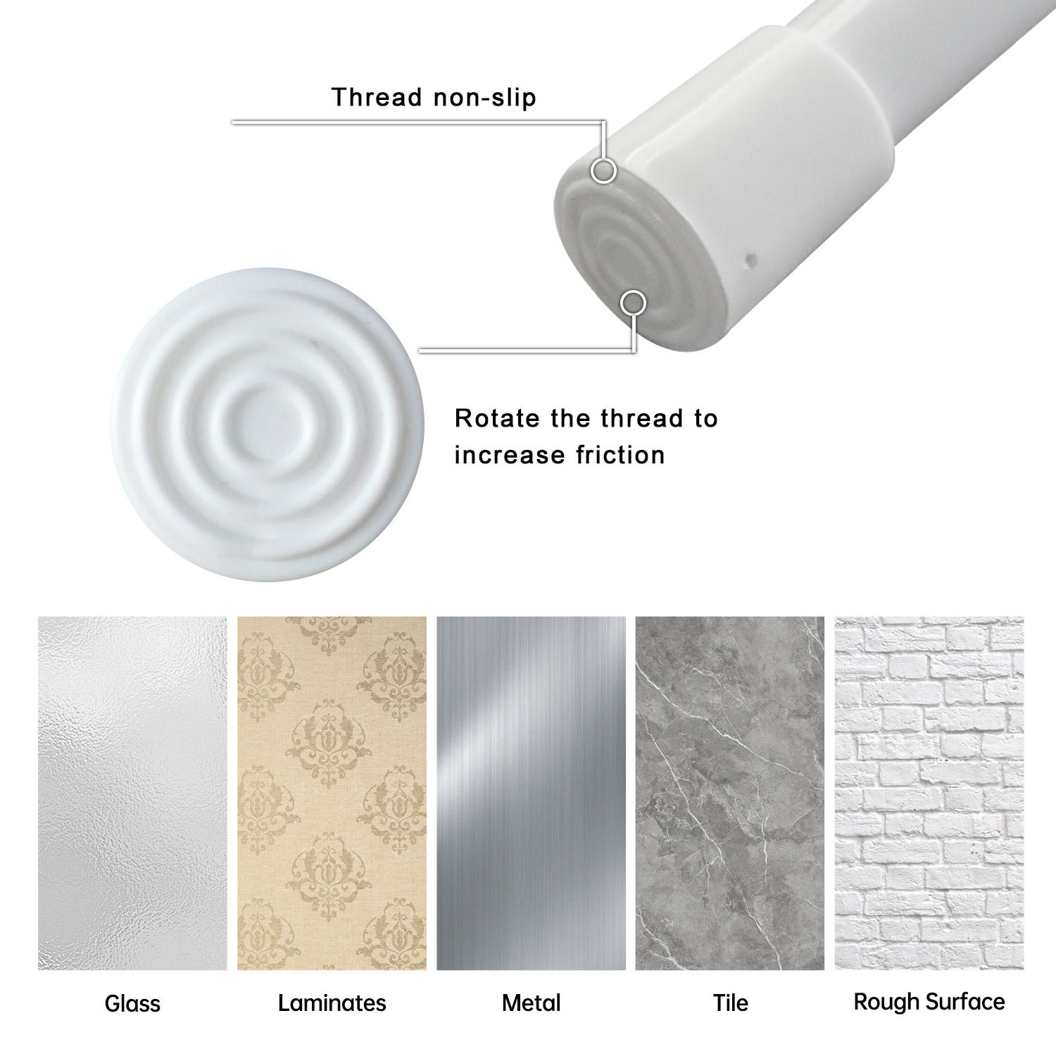 High Quality Multifunctional White Shower Rod Wholesale Metal Shower Curtain Poles Great Quality and Cheap