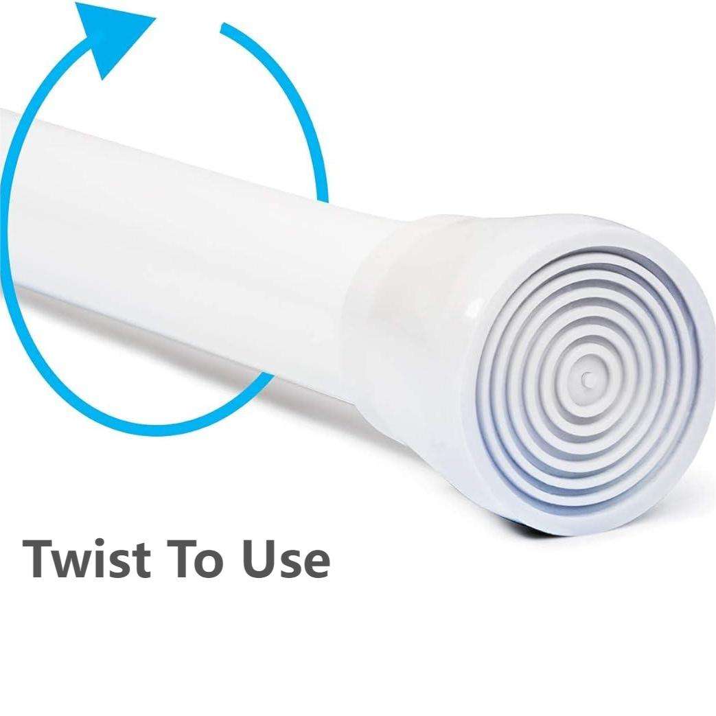 Easy-to-Use L-Shaped Spring Tension Shower Curtain Rod Metal No Screws Needed-Add Compare Share Larger Image