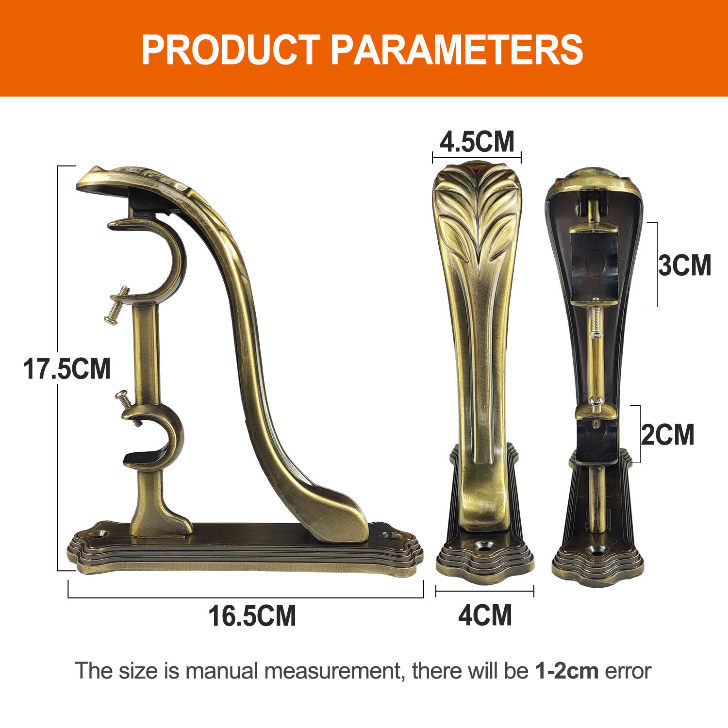 Antique Brass Window Curtain Brackets High Quality Modern Design Metal Curtain Rod Bracket