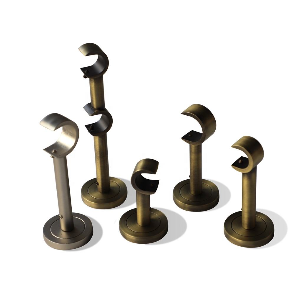 Modern Double Curtain Rod Brackets Anti-brass Metal Wall Bracket with Single Curtain Pipe Bracket Wholesale Contemporary Design