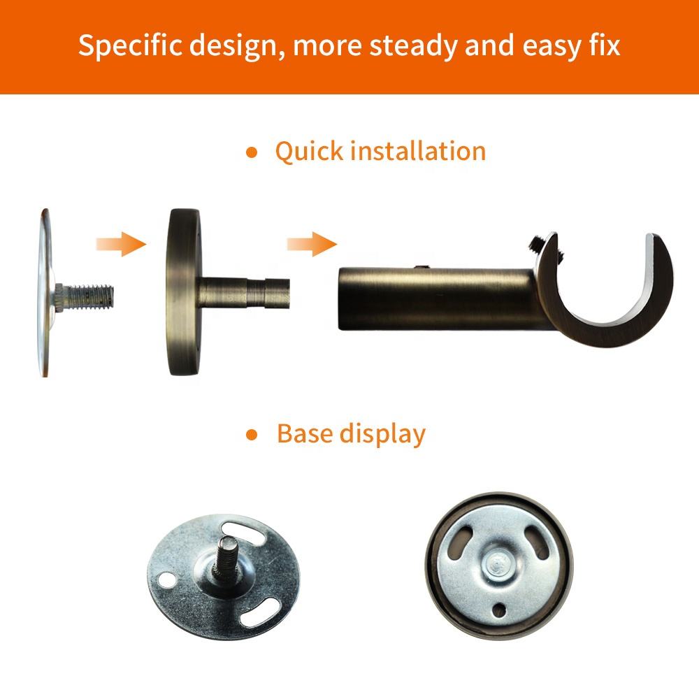 Modern Double Curtain Rod Brackets Anti-brass Metal Wall Bracket with Single Curtain Pipe Bracket Wholesale Contemporary Design