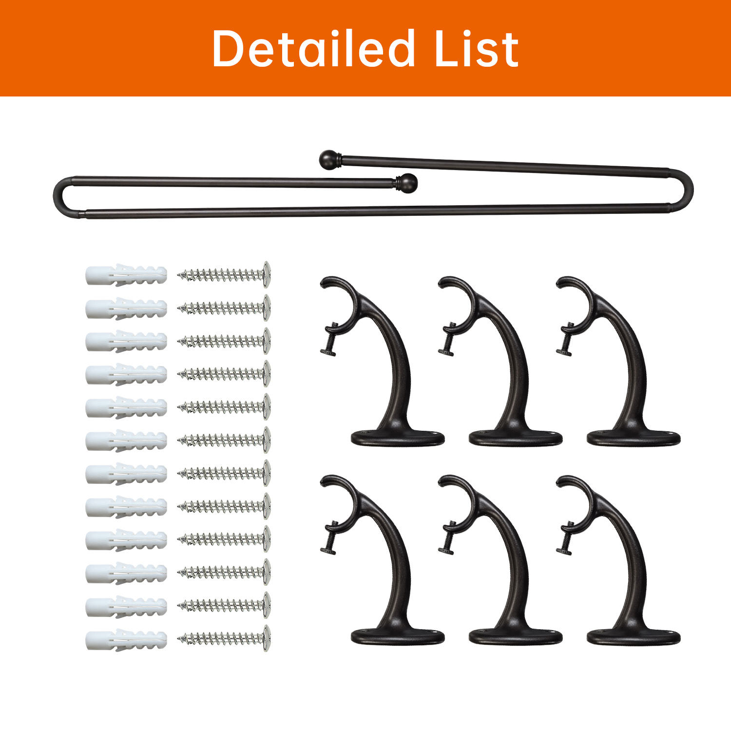 High Quality Modern Design Double Pole Metal Curtain Rod for Bedroom Foldable with Plain Rings Accessories
