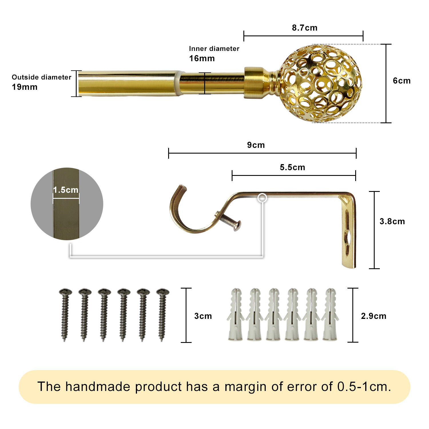 Modern Double Adjustable Gold Metal Expanded Curtain Rod Set Home Decor Drapery Poles and Tracks with Accessories