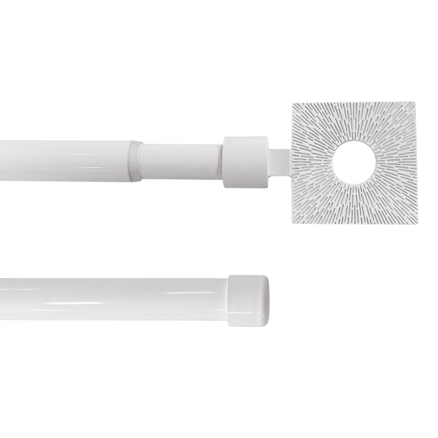 Modern White Powder Coated Double Metal Curtain Rod Set Extendable with Pole Accessories for Home Decor