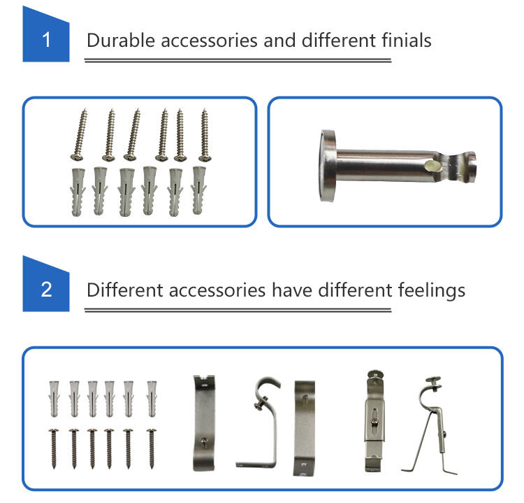 Factory Price Wholesale Modern Extendable Aluminum Alloy Curtain Rod Set and Accessories