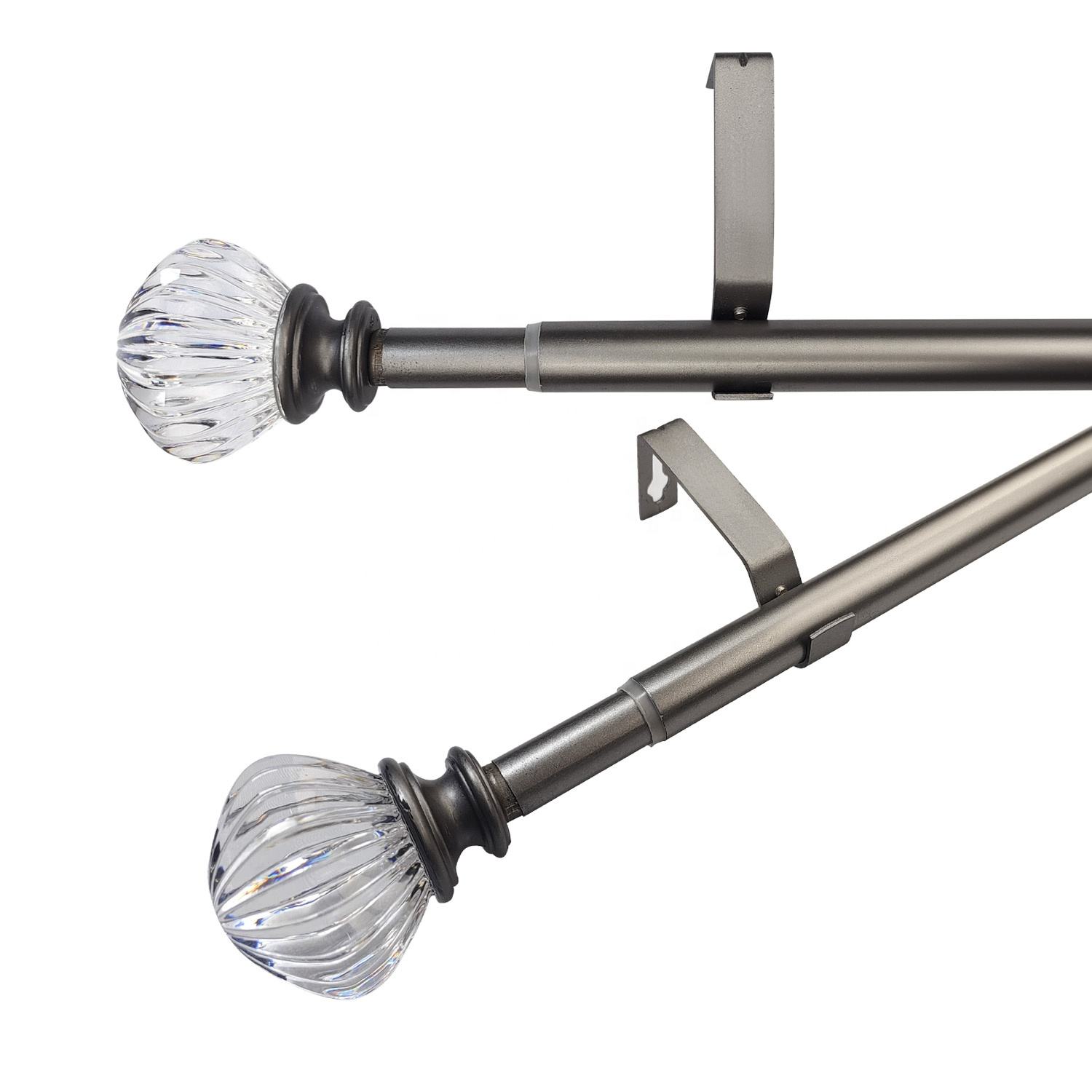 Great Quality Crystal Shining Acrylic Decorative Curtain Rods Sets Custom Modern Curtain Poles Wholesale Metal Curtain Rods