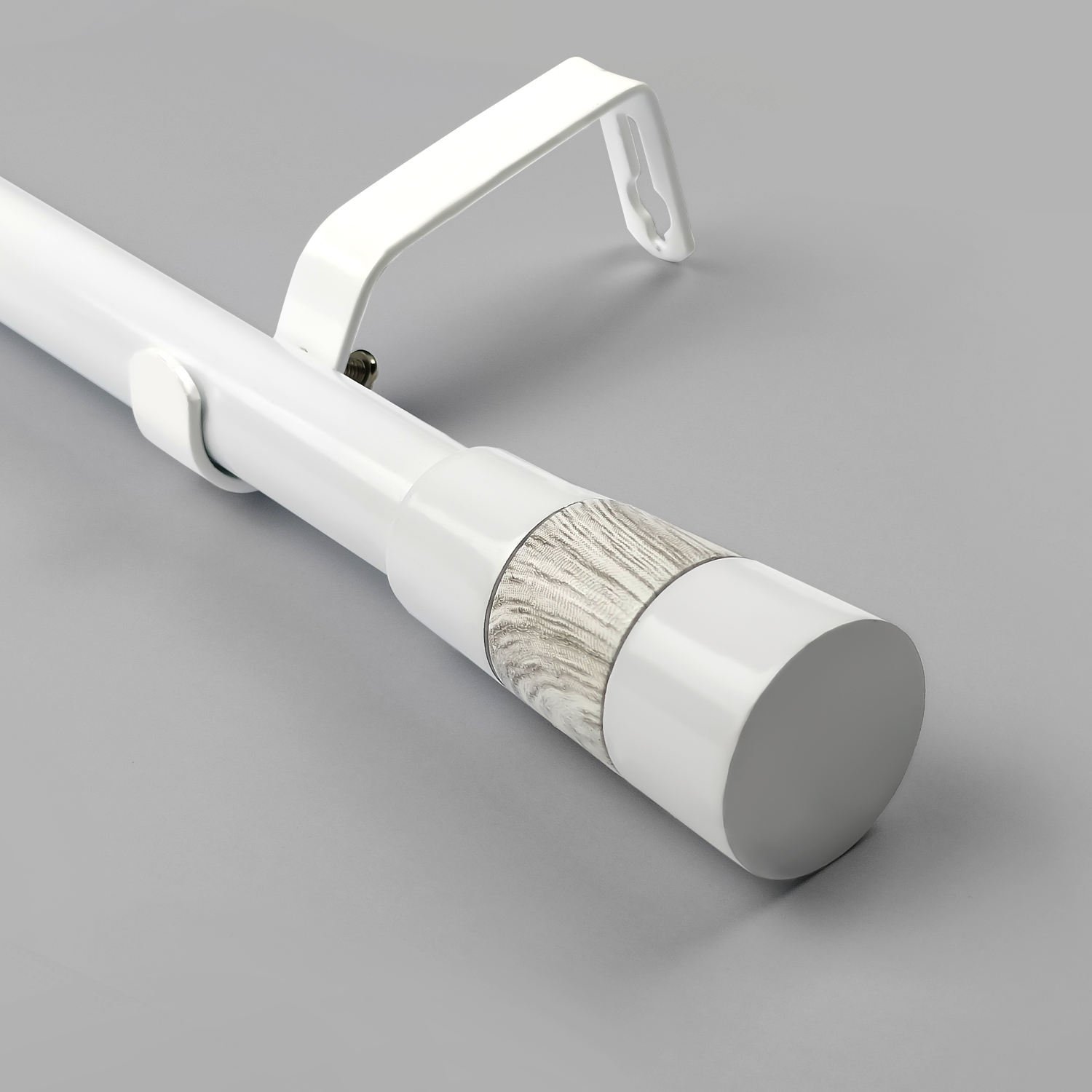 Smartop Simple Design White Wood Decorative Curtain Pole Curtain Rod Set