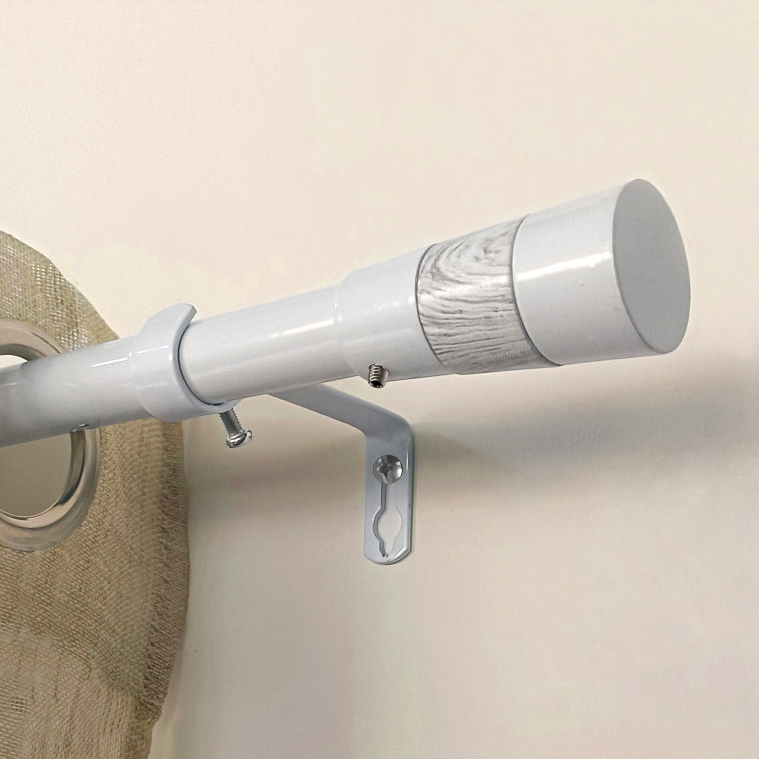 Smartop Simple Design White Wood Decorative Curtain Pole Curtain Rod Set