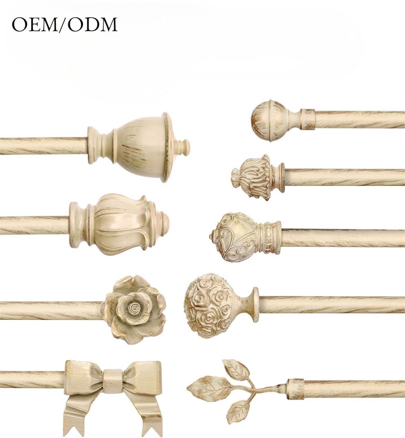 Smartop Hot Sale Modern Design Metal Window Curtain Rod with Decorated Hardware Curtain Pole Head Finial for Windows