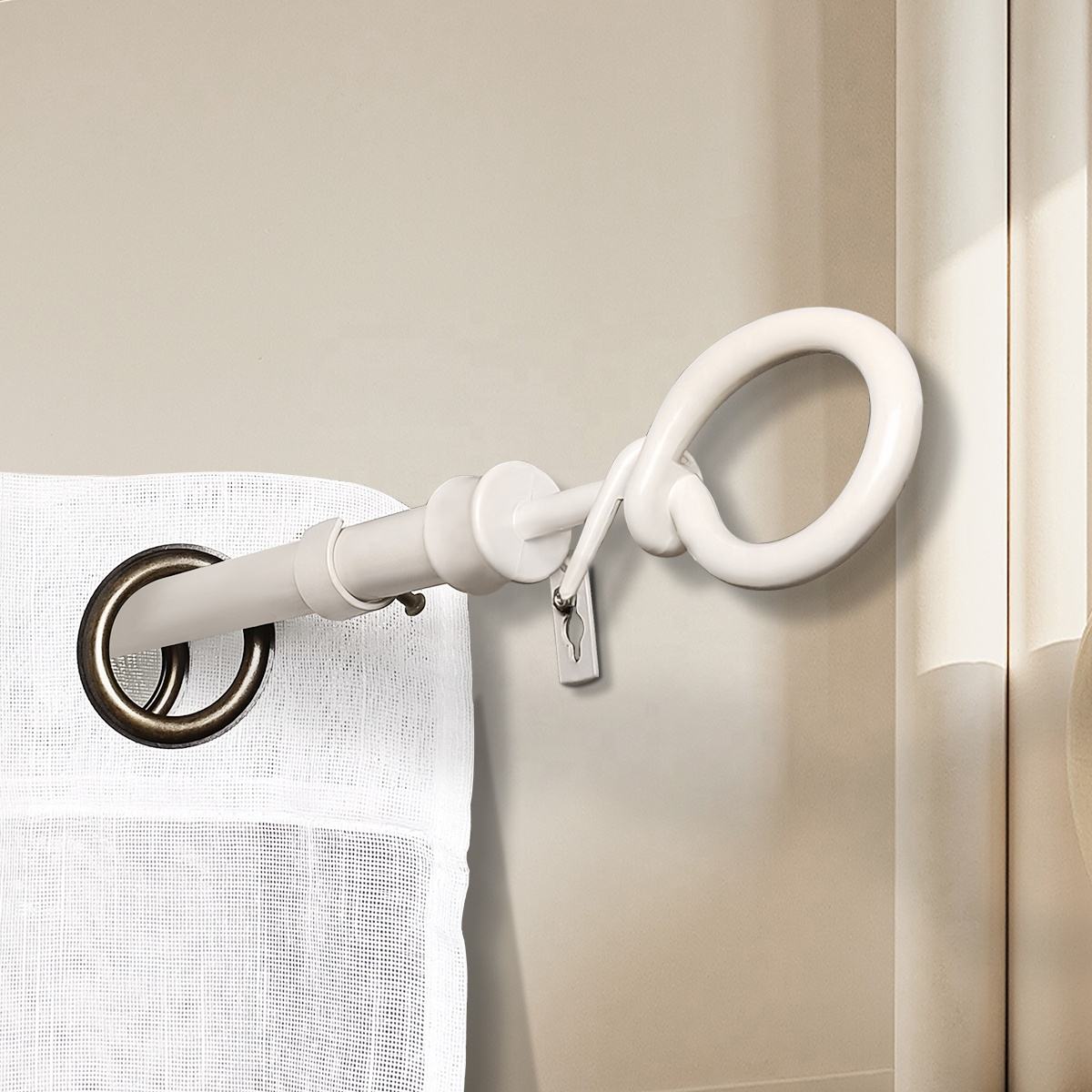 Best Selling Modern Design Silver Painting Customized Metal Curtain Rod Pole Set Factory's Curtain Poles Tracks Accessories