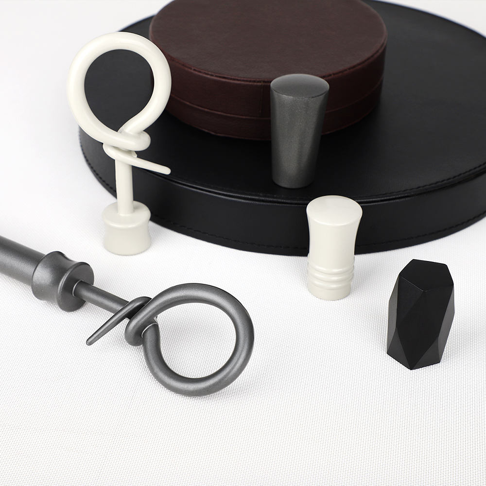 Best Selling Modern Design Silver Painting Customized Metal Curtain Rod Pole Set Factory's Curtain Poles Tracks Accessories