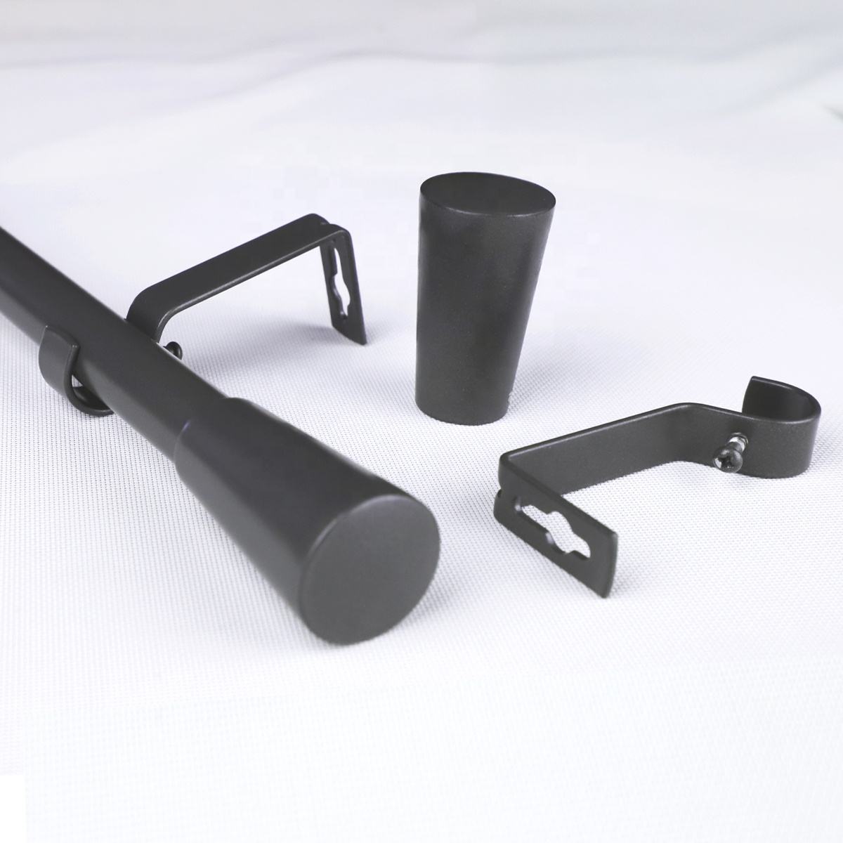 Customized Modern Design Silver Painted Carved Metal Drapery Rod Set Includes Curtain Poles & Accessories