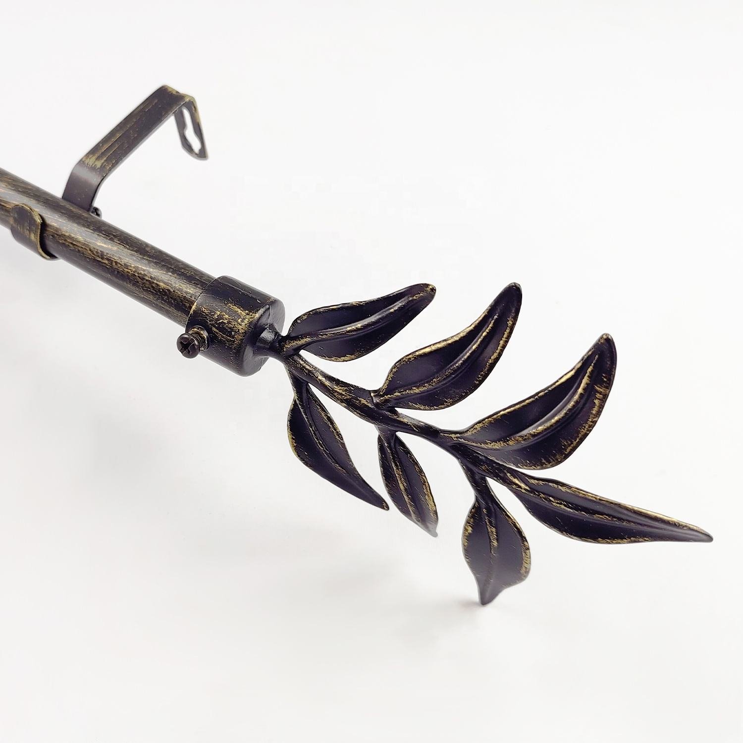 Smartop Metal Modern Curtain Rod Set Black Gold Customizable Length Eco-friendly ISO9001 Certified Leaf Shape for Home