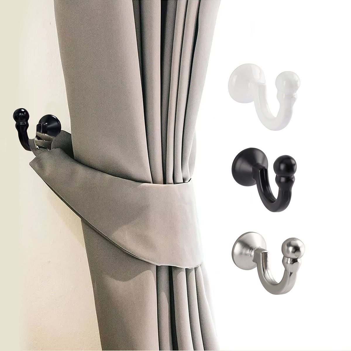 Modern Metal Curtain Wall Hooks Multiple Colors Big Style Ball End Curtain Tie Backs Hold Back Hooks Wholesale