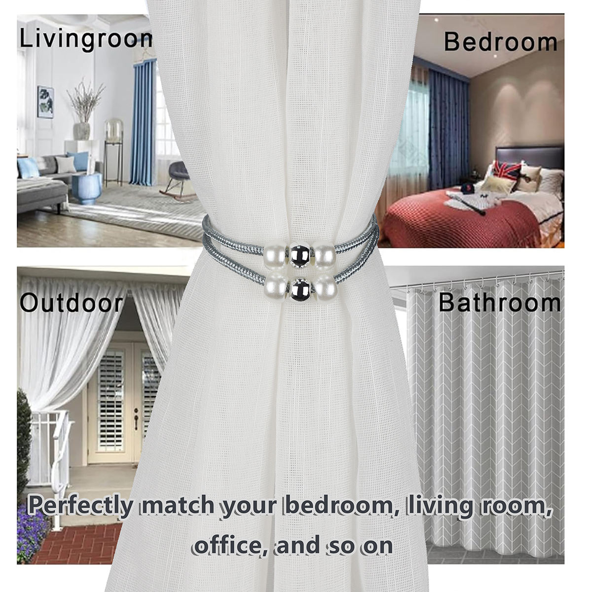 Modern Pearl Double-layer Home Decoration Tieback Hooks High Quality Curtain Accessories Magnetic Tiebacks Curtain Tieback